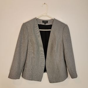 Express Women's Stretch Gray Open Front Cropped Blazer Asymmetrical Hem Size 12